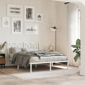 vidaXL Bedframe met hoofdbord metaal wit 140x200 cm