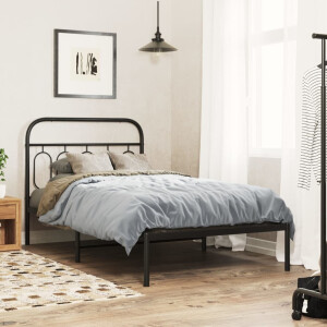 vidaXL Bedframe met hoofdbord metaal zwart 107x203 cm