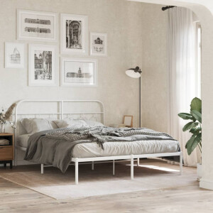 vidaXL Bedframe met hoofdbord metaal wit 140x200 cm
