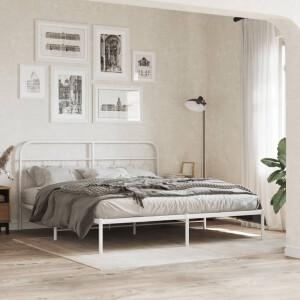 vidaXL Bedframe met hoofdbord metaal wit 160x200 cm