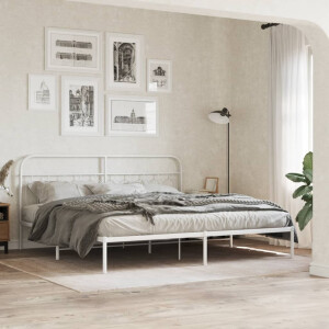 vidaXL Bedframe met hoofdbord metaal wit 200x200 cm
