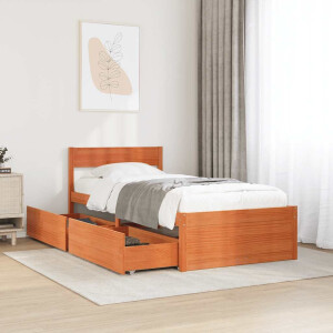 vidaXL Bedframe zonder matras massief grenenhout wasbruin 100x200 cm