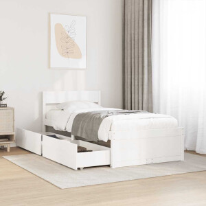 vidaXL Bedframe zonder matras massief grenenhout wit 90x190 cm