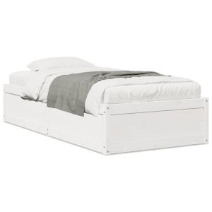 vidaXL Bedframe zonder matras massief grenenhout wit 90x190 cm