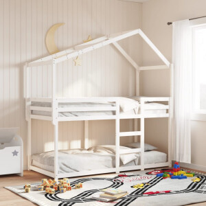 vidaXL Kinderbedhuisje 213x85,5x144,5 cm massief grenenhout wit