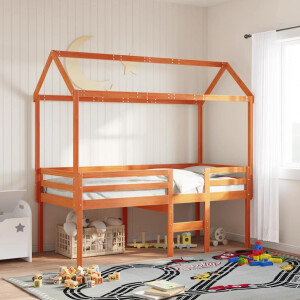 vidaXL Kinderbedhuisje 217x95,5x159 cm massief grenenhout wasbruin