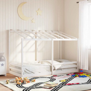 vidaXL Kinderbed met bedhuis 90x200 cm massief grenenhout wit