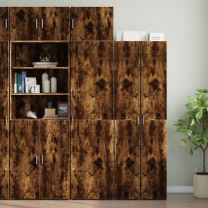 vidaXL Opbergkast smal 50x42,5x225 cm bewerkt hout gerookt eikenkleur