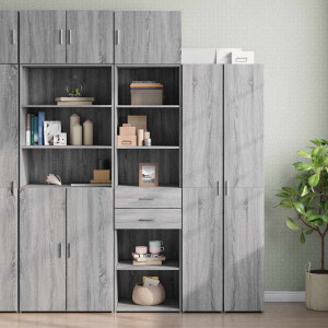 vidaXL Opbergkast smal 50x42,5x225 cm bewerkt hout grijs sonoma eiken