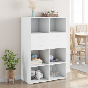 vidaXL Hoge kast 80x42,5x124 cm bewerkt hout wit