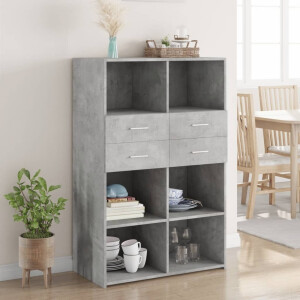 vidaXL Hoge kast 80x42,5x124 cm bewerkt hout betongrijs