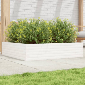 vidaXL Plantenbak 100x100x23 cm massief grenenhout wit
