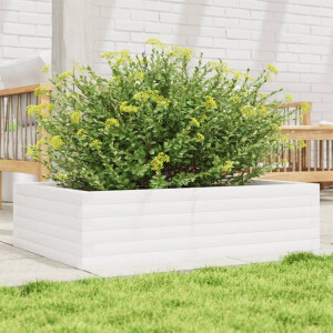 vidaXL Plantenbak 90x60x23 cm massief grenenhout wit