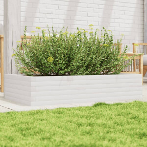 vidaXL Plantenbak 110x60x23 cm massief grenenhout wit