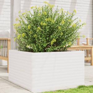 vidaXL Plantenbak 80x80x45,5 cm massief grenenhout wit