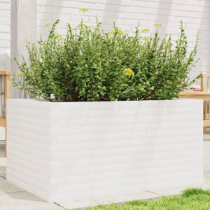 vidaXL Plantenbak 90x60x45,5 cm massief grenenhout wit