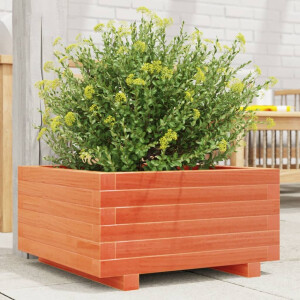 vidaXL Plantenbak 50x50x26,5 cm massief grenenhout wasbruin