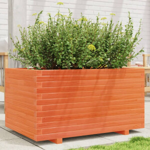 vidaXL Plantenbak 90x60x49,5 cm massief grenenhout wasbruin