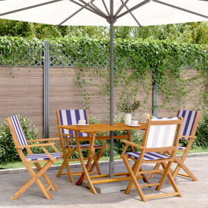 vidaXL 5-delige Tuinset massief hout en stof blauw en wit