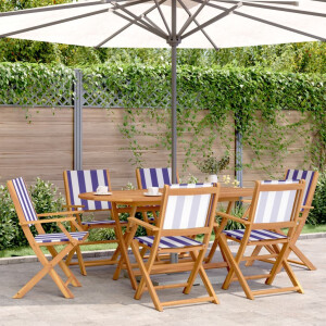 vidaXL 7-delige Tuinset massief hout en stof blauw en wit