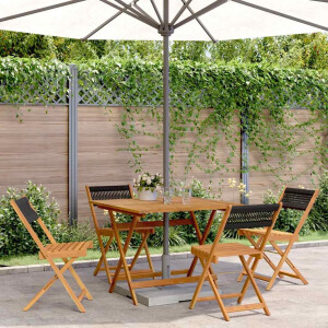 vidaXL 5-delige Tuinset polypropeen en massief hout zwart