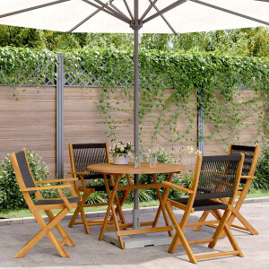 vidaXL 5-delige Tuinset polypropeen en massief hout zwart