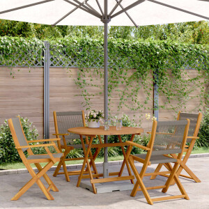 vidaXL 5-delige Tuinset polypropeen en massief hout grijs