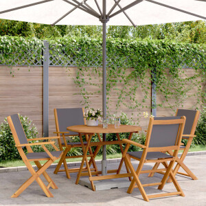 vidaXL 5-delige Tuinset massief hout en stof antracietkleurig