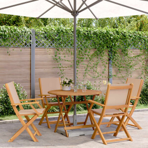 vidaXL 5-delige Tuinset massief hout en stof taupe