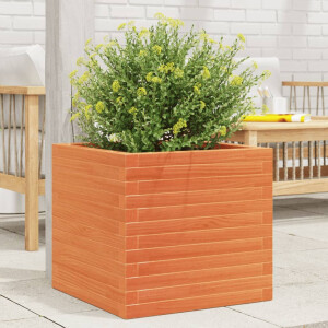 vidaXL Plantenbak 50x50x46 cm massief grenenhout wasbruin