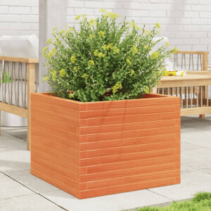 vidaXL Plantenbak 60x60x46 cm massief grenenhout wasbruin