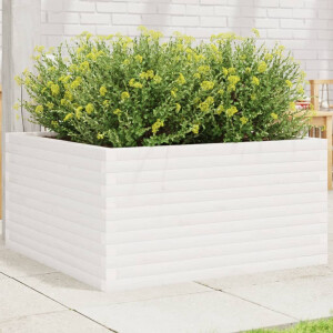 vidaXL Plantenbak 90x90x46 cm massief grenenhout wit