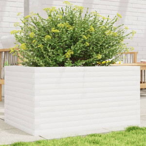 vidaXL Plantenbak 90x60x46 cm massief grenenhout wit
