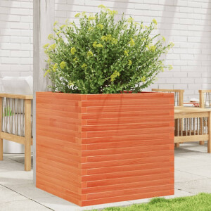 vidaXL Plantenbak 70x70x68,5 cm massief grenenhout wasbruin