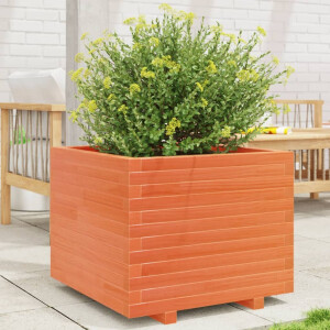 vidaXL Plantenbak 60x60x49,5 cm massief grenenhout wasbruin