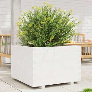 vidaXL Plantenbak 70x70x49,5 cm massief grenenhout wit