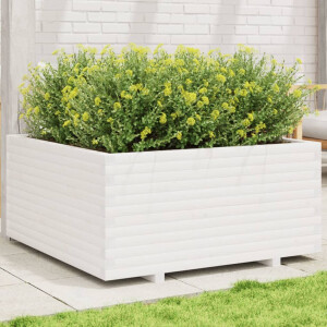 vidaXL Plantenbak 100x100x49,5 cm massief grenenhout wit