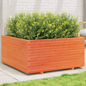vidaXL Plantenbak 100x100x49,5 cm massief grenenhout wasbruin