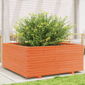 vidaXL Plantenbak 110x110x49,5 cm massief grenenhout wasbruin
