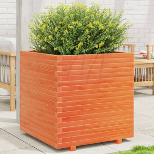 vidaXL Plantenbak 70x70x72,5 cm massief grenenhout wasbruin