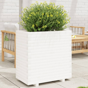 vidaXL Plantenbak 70x40x72,5 cm massief grenenhout wit