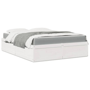 vidaXL Bed met matras massief grenenhout wit 160x200 cm