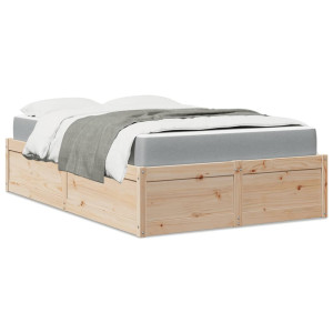 vidaXL Bed met matras massief grenenhout 140x190 cm