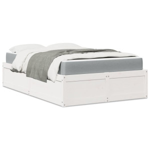 vidaXL Bed met matras massief grenenhout wit 140x190 cm