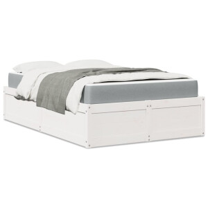 vidaXL Bed met matras massief grenenhout wit 140x190 cm