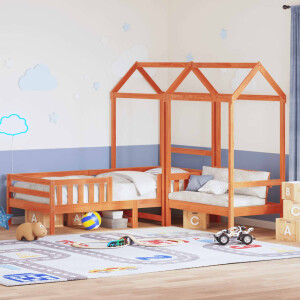 vidaXL Kinderbed met huisje en bankje massief grenenhout 100x200 cm