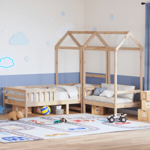 vidaXL Kinderbed met huisje en bankje massief grenenhout 80x200 cm