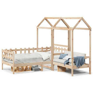 vidaXL Kinderbed met huisje en bankje massief grenenhout 90x190 cm