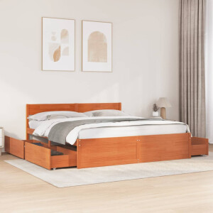 vidaXL Bedframe zonder matras massief grenenhout wasbruin 180x200 cm