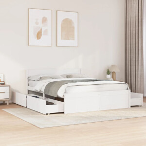 vidaXL Bedframe zonder matras massief grenenhout wit 140x200 cm